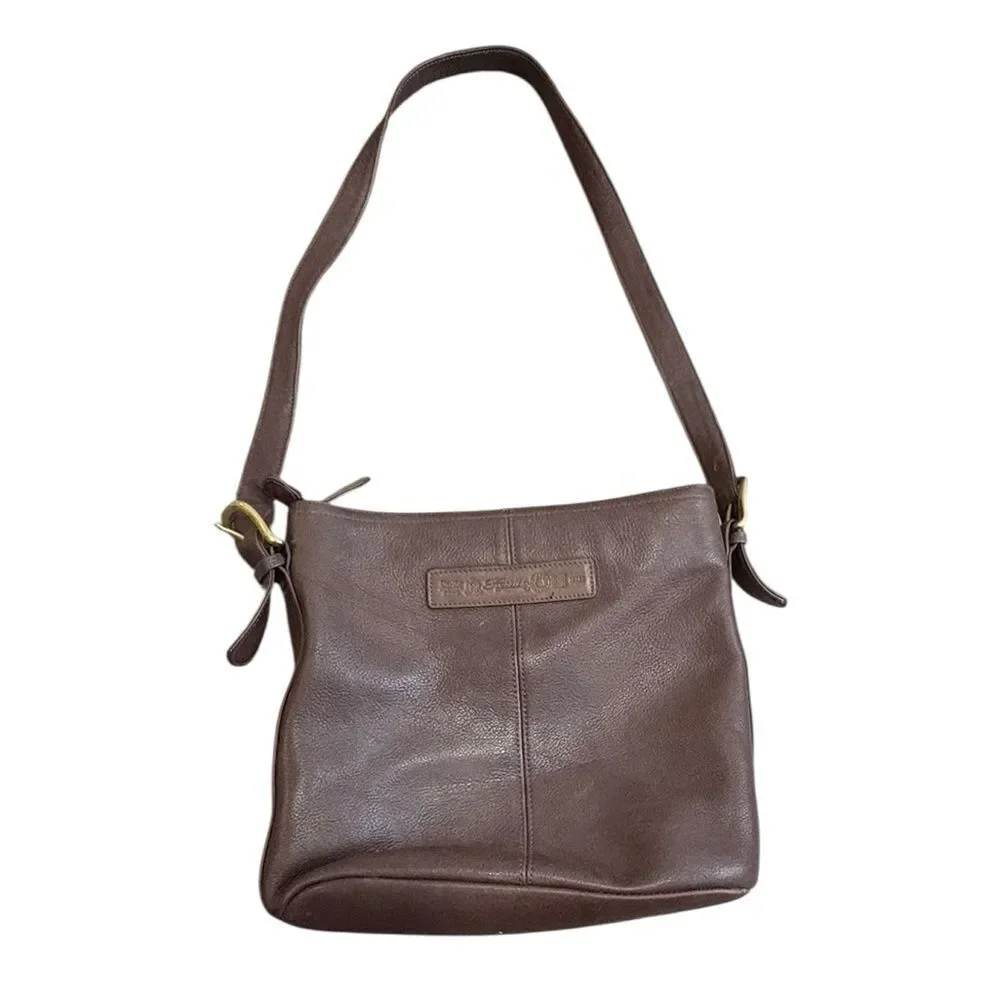 Fossil Leather Shoulder Bag Brown Style 75082 Key Charm Adjustable Strap